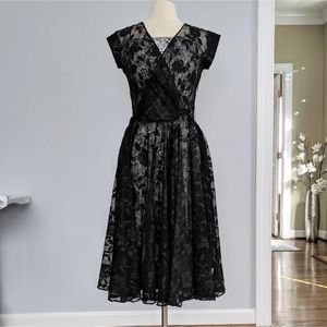 Penta Black Lace Aline Dress TWO Layers Small
